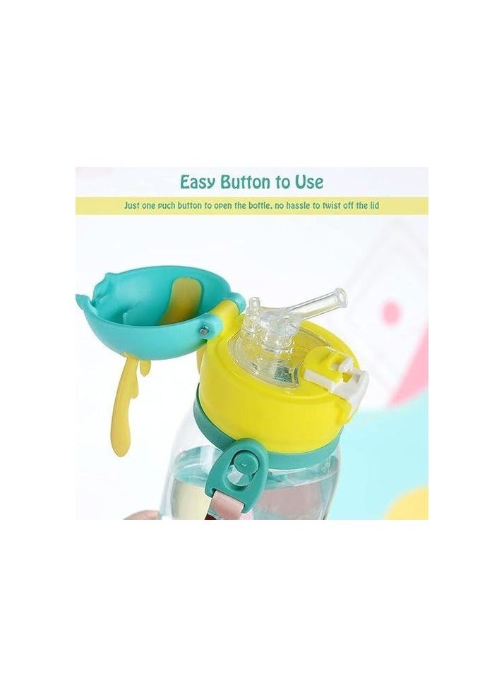 Kids Water Bottle 500ml with Antler Lid & Cartoon Design – Green - Image 3