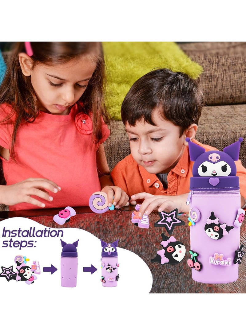 general Silicone Kuromi Pencil Case, Kuromi Pencil Case, Cartoon Kuromi Pencil Holder, Silicone Pencil Case Kids DIY Kuromi Pencil Holder Decoration, For Teenage Girl Kuromi Pencil Case - Image 3