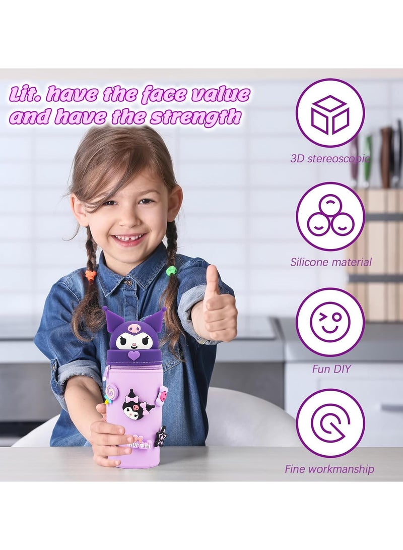 general Silicone Kuromi Pencil Case, Kuromi Pencil Case, Cartoon Kuromi Pencil Holder, Silicone Pencil Case Kids DIY Kuromi Pencil Holder Decoration, For Teenage Girl Kuromi Pencil Case - Image 5