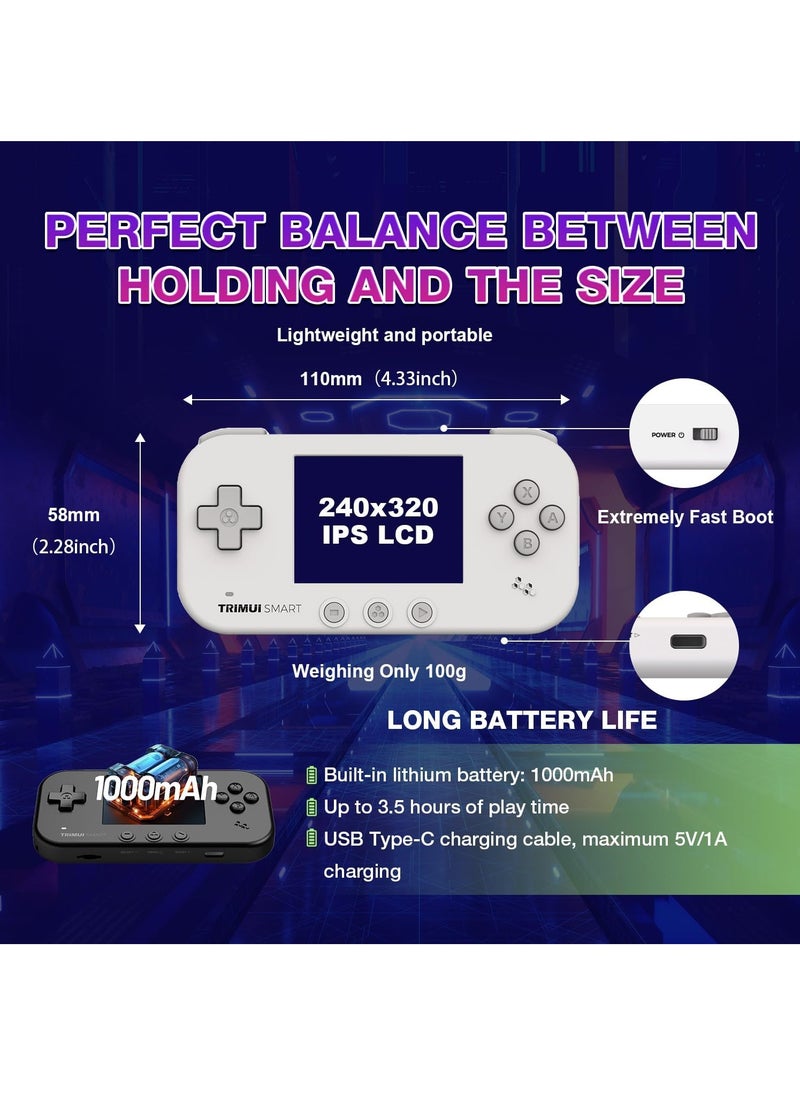 null - TRIMUI Smart Handheld Retro Game Console with Built-in 6575 Games Linux System 2.4-Inch, with 64G TF Car(White) - Image 1