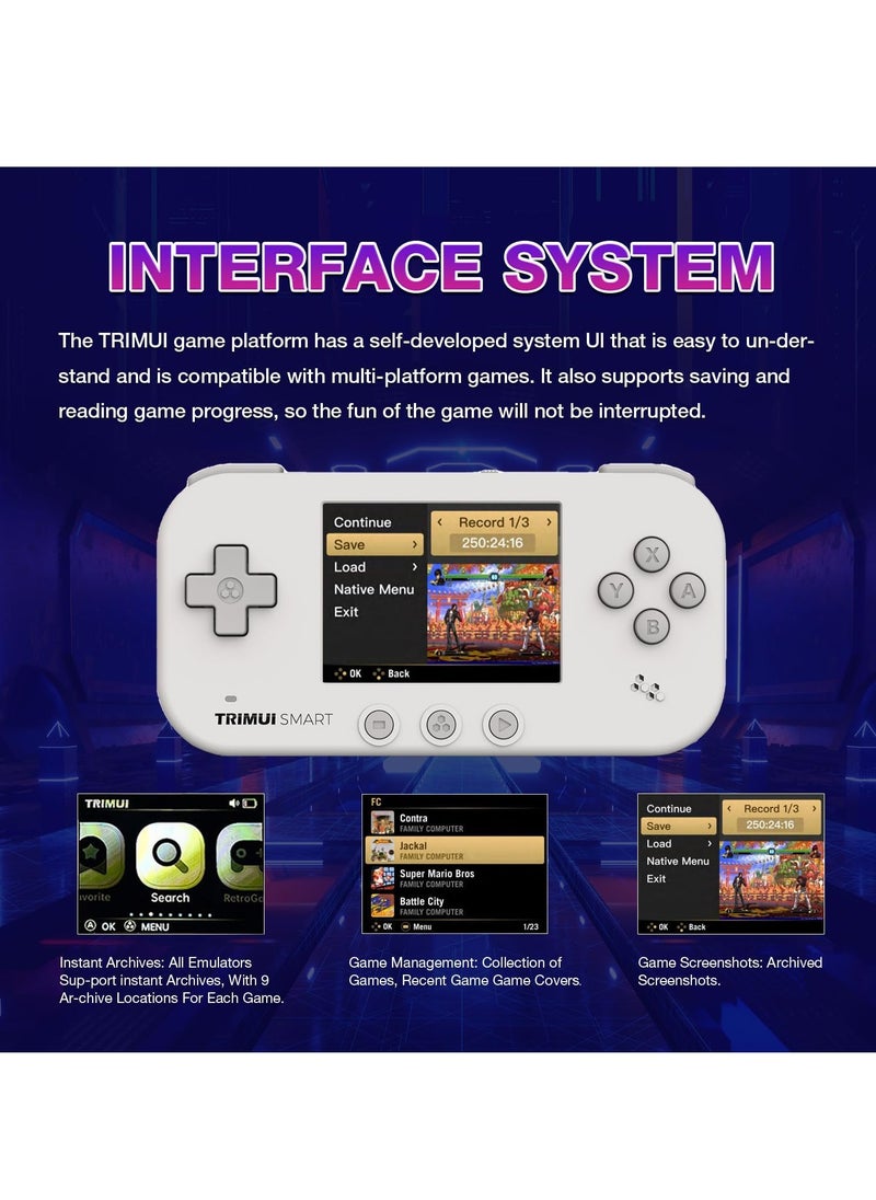 null - TRIMUI Smart Handheld Retro Game Console with Built-in 6575 Games Linux System 2.4-Inch, with 64G TF Car(White) - Image 1