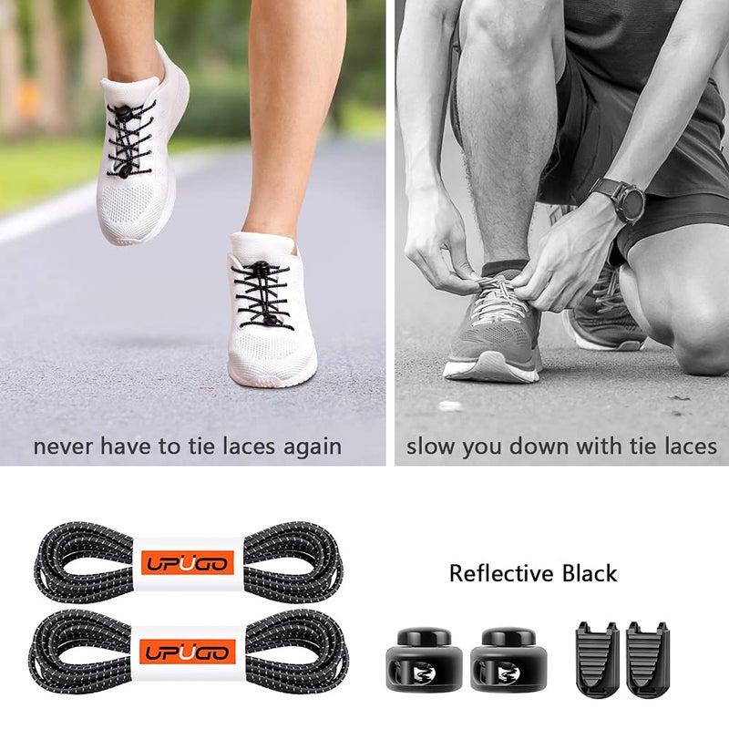 UpUGo Elastic Shoe Laces, 1 Pair No Tie Shoe Laces Tieless for Kids, Adults, Elderly, One Size Fit All - Image 2