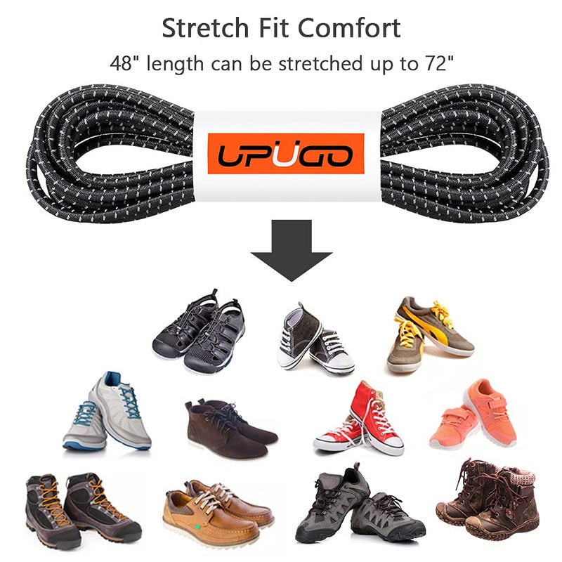 UpUGo Elastic Shoe Laces, 1 Pair No Tie Shoe Laces Tieless for Kids, Adults, Elderly, One Size Fit All - Image 3