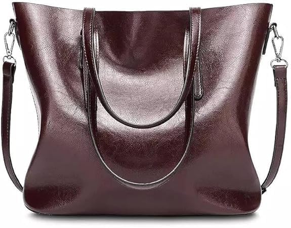LACOSSI Faux Leather Women Handbags Shoulder Hobo Bag Purse With Long StrapTote Bags for Women For Office Use and Work(Fits up to 12.9" Tablet/15.6") (DarkRedS) - Image 1