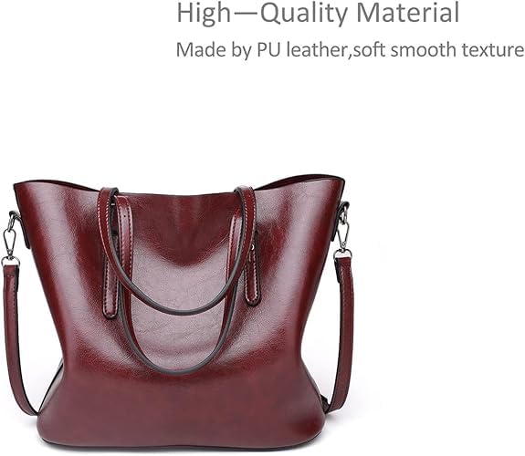 LACOSSI Faux Leather Women Handbags Shoulder Hobo Bag Purse With Long StrapTote Bags for Women For Office Use and Work(Fits up to 12.9" Tablet/15.6") (DarkRedS) - Image 4