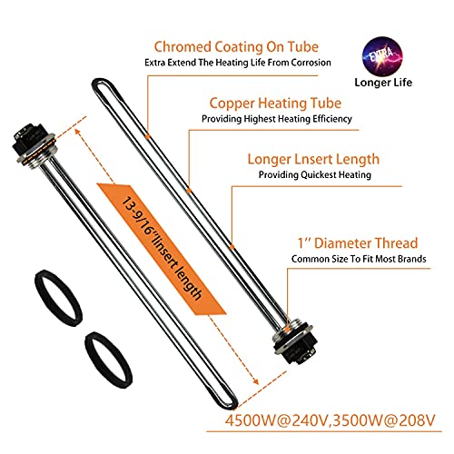 DROMIX EWH-01 Electric Water Heater Tune-Up Kit, Includes Two Water Heater Thermostats, Two Water Heater Heating Elements - 4500W 240V, T-O-D Style Thermostat, Water Heater Replacement Parts - Image 5