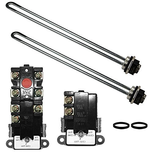 DROMIX EWH-01 Electric Water Heater Tune-Up Kit, Includes Two Water Heater Thermostats, Two Water Heater Heating Elements - 4500W 240V, T-O-D Style Thermostat, Water Heater Replacement Parts - Image 1