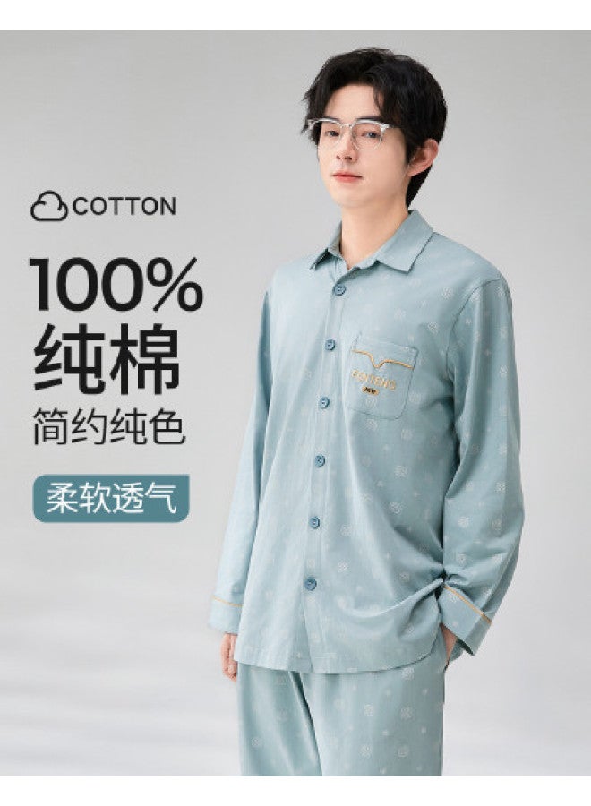 Fenton طقم نوم رجالي بأكمام طويلة - بيجامة مطبوعة بياقة قابلة للعكس للارتداء في المنزل - Image 1