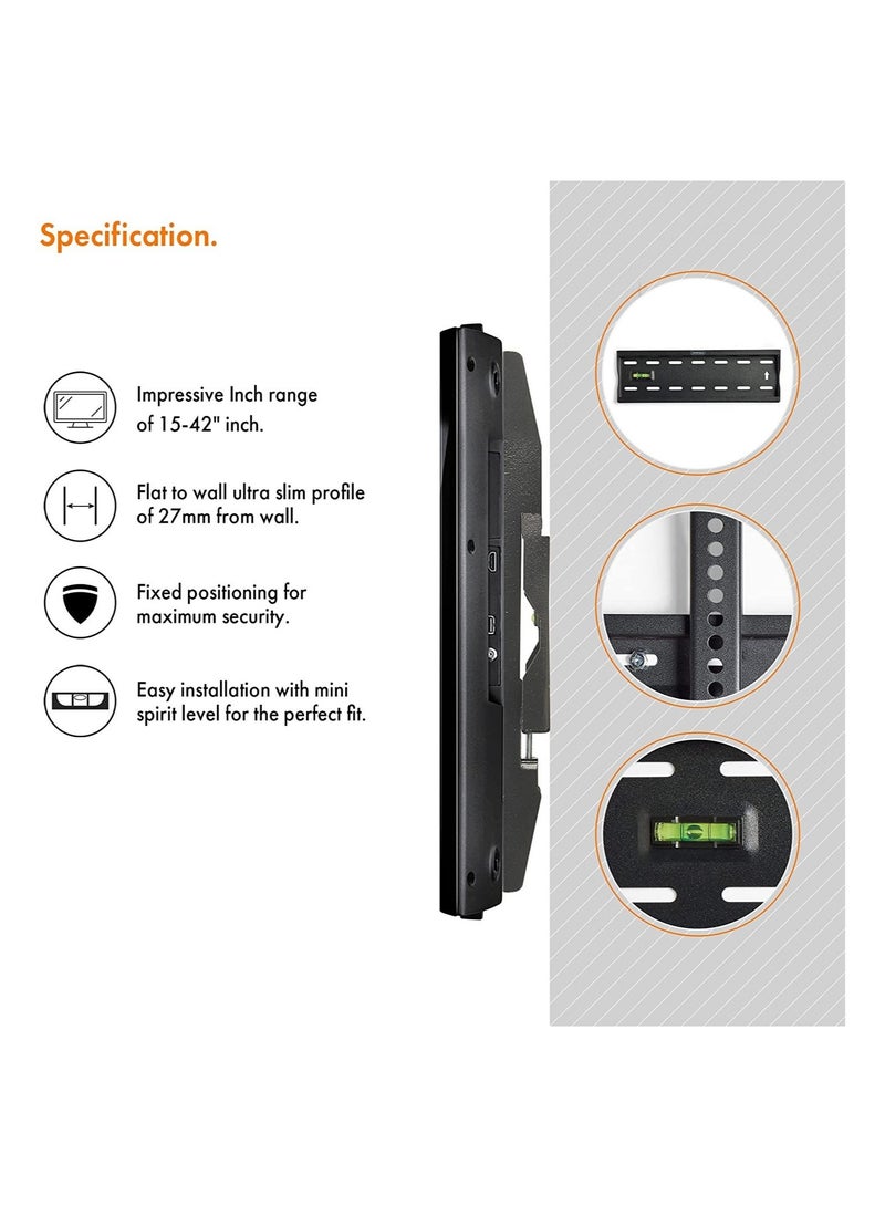 ELTRAZONE 15-42 Inch TV Wall Bracket – Flat to Wall Mount for VESA Compatible Screens, 40kg Weight Capacity - Image 5