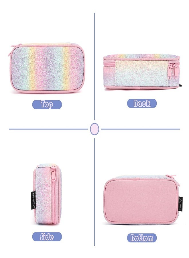 FlowFly Kids Pencil Case for Boys, Girls, Pencil Pouch Boys Soft Rainbow Pen Box, Glitter - Image 5