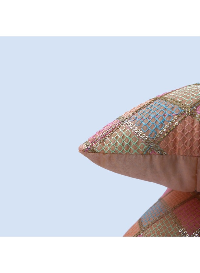 BYFT Orchard Cushion Cover 12 x 20 inch (Diagonal Checks design - Peach) 30 x 50 cm Luxury Decorative Cushion Cover for Sofa, Bed & Living Room- Set of 2 without inserts - Image 5
