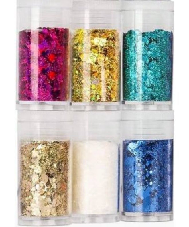 Shiny glitter sparkles in multiple colors, 6 random colors, for resin, wax, and crafts. - Image 1