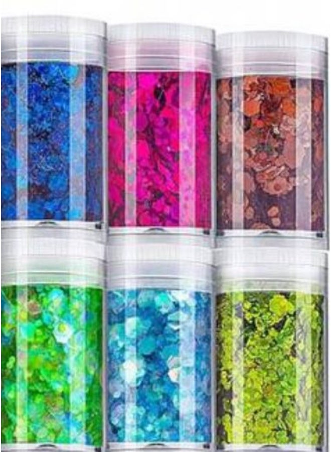 Shiny glitter sparkles in multiple colors, 6 random colors, for resin, wax, and crafts. - Image 2