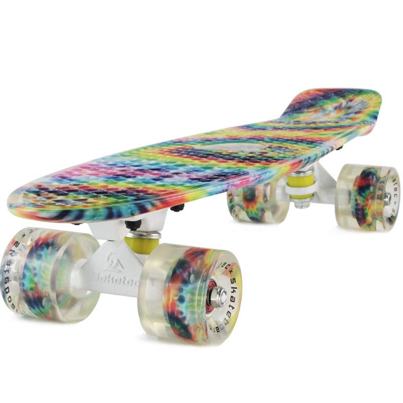 Skateboards Boys Mini Cruiser Skateboard 22 inch Kids Board for Girl Youth Children Toddler Teenagers Adult Dog for Beginner Boys 7 to 10 Rainbow
