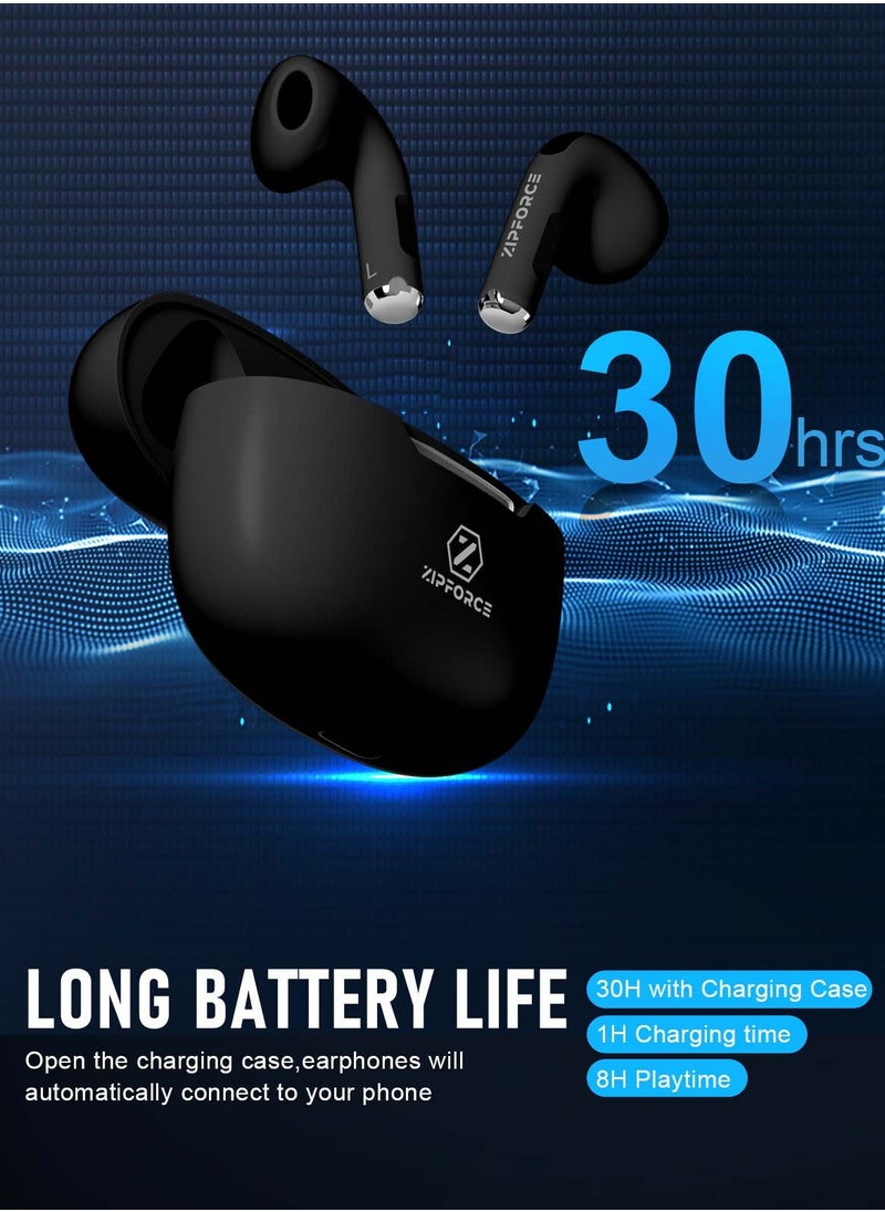 ZIPFORCE - ZIPFORCE True Wireless Earbuds, in-Ear Bluetooth 5.3 Headphones, Bluetooth Earbuds Touch Control 30 Playtime, IPX5 Waterproof TWS, Light-Weight Earphones - Image 1