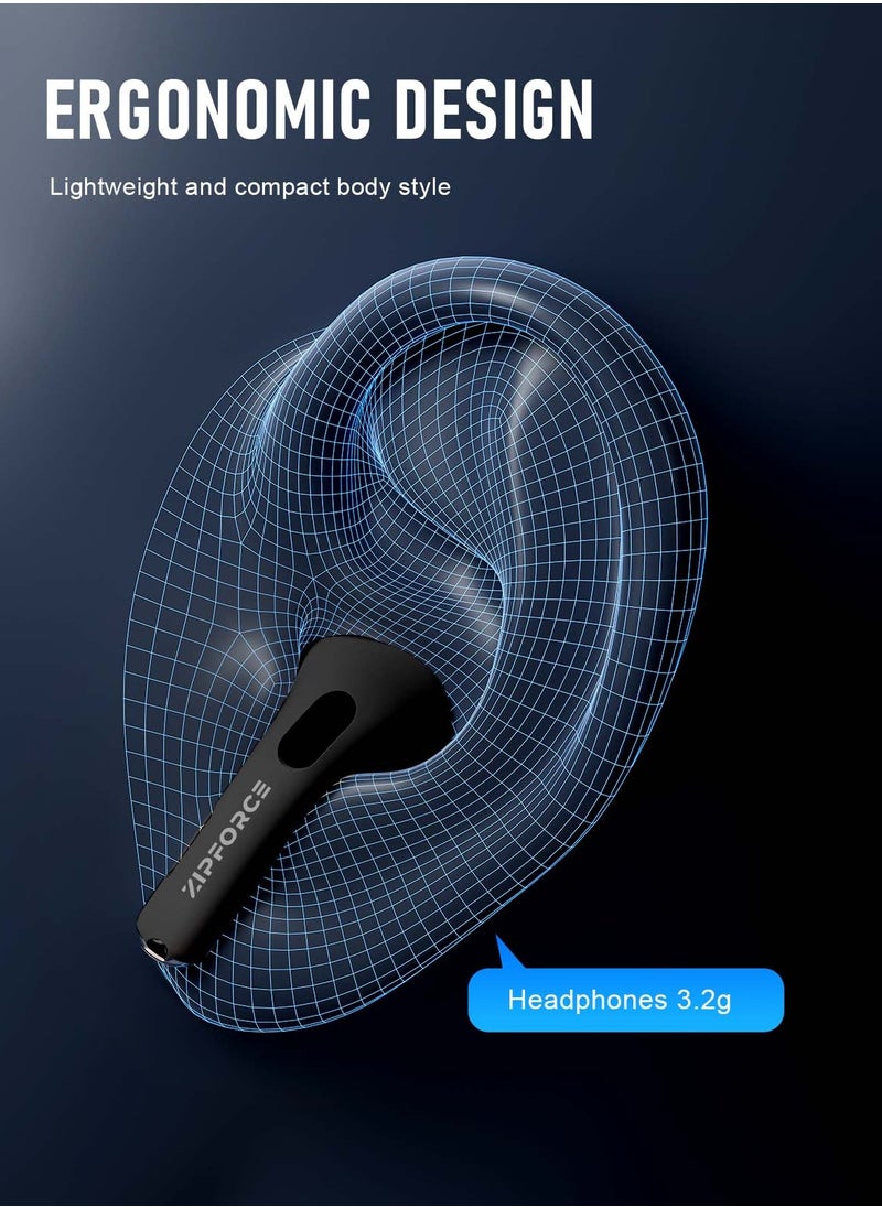 ZIPFORCE - ZIPFORCE True Wireless Earbuds, in-Ear Bluetooth 5.3 Headphones, Bluetooth Earbuds Touch Control 30 Playtime, IPX5 Waterproof TWS, Light-Weight Earphones - Image 1