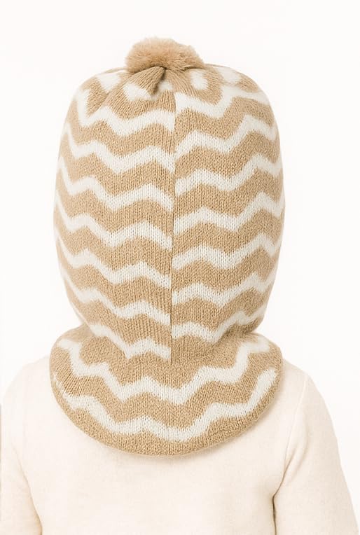 MIKONIKO Woolen Monkey Beanie Cap for Babies – Soft & Warm Winter Cap for Baby Boys & Girls Beige (6-12 Months) - Image 2