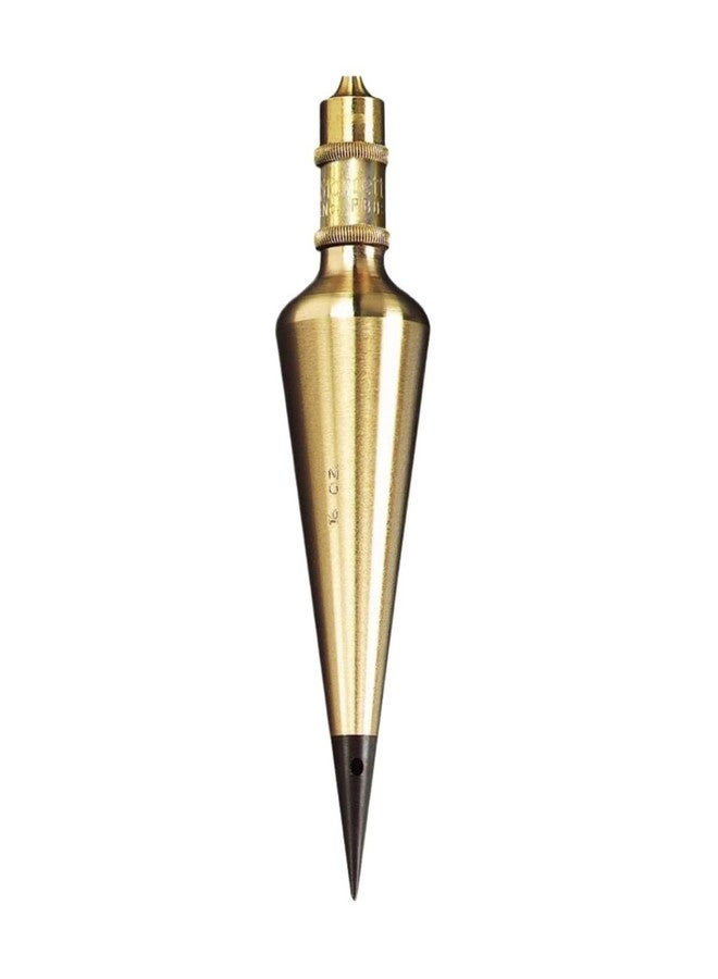 Starrett Solid Brass Plumb Bob with Replaceable, Hardened Steels and 10' Nylon Cord for Layout Work, Construction and Surveying - 16oz. Weight - PBB-16 - Image 1