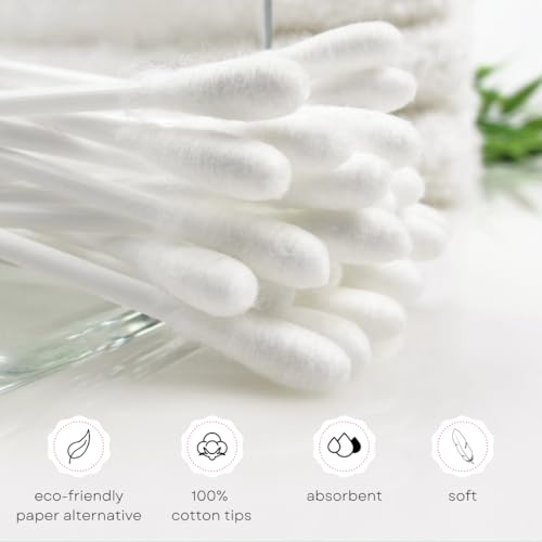 Swisspers Take Along Cotton Swabs, 100% Cotton Double-Tipped, White Paper Sticks, Travel Size, 6-Pack, 50 Swabs Per Packages (300 Swabs Total) - Image 4
