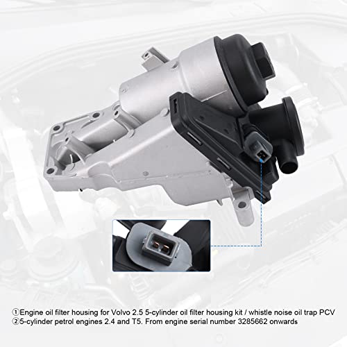 DICMIC Oil Filter Housing with Gasket for 2004-2016 Volvo C30 C70 S40 S60 V50 V60 XC60 XC70 Replace# 31338685, 31338684, 30788494, 30684381 - Image 5