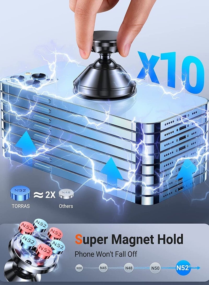Car Magnetic Phone Mount, [Super Strong Magnet] Car Phone Holder for Dashboard [Easily Install] Magnetic Cell Phone Mount Compatible with iPhone 12 11 Pro X 8 Plus Samsung Galaxy S21 S20 & All - Image 3