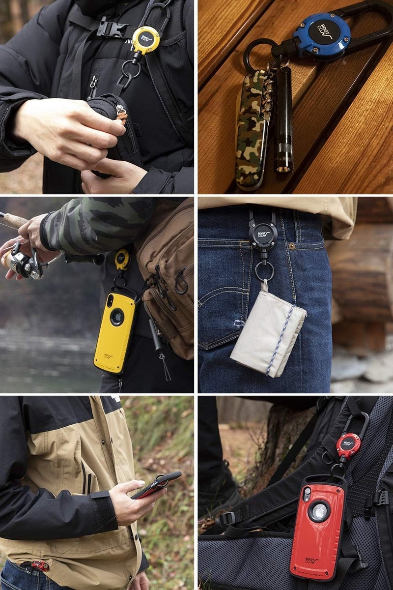 ROOT CO. GRAVITY MAGREEL, Retractable Badge/iPhone Case/Key Holder with Carabiner Clip | 33.4" / 85cm Reel Reel - Image 5