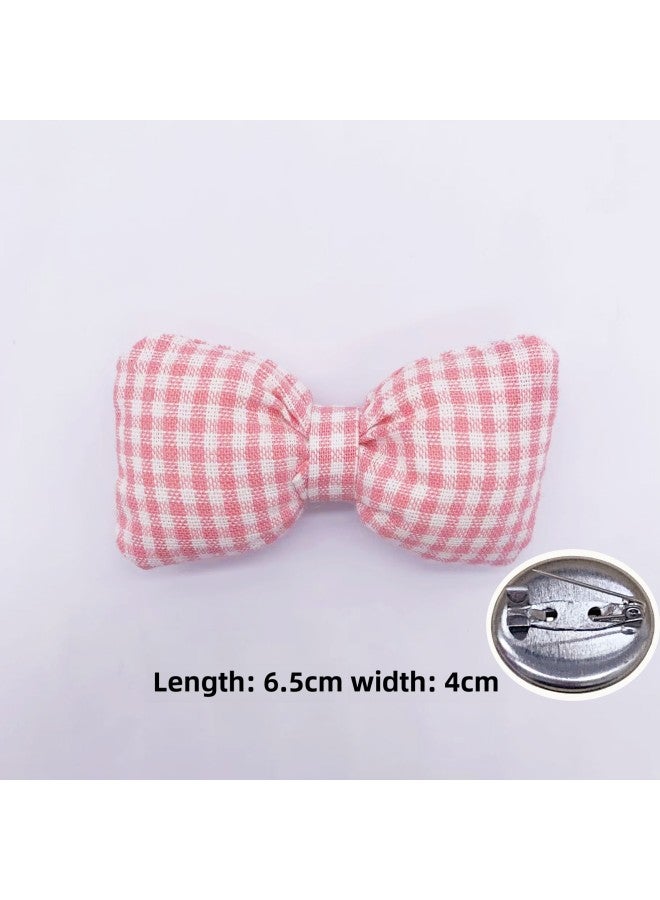 Korean Style Fresh Children's Diy Hairpin Material Japanese And Korean Style Ins Plaid Fabric Bow Clothing Socks Hat Accessories-Color:Plaid Bow Brooch  - Image 1