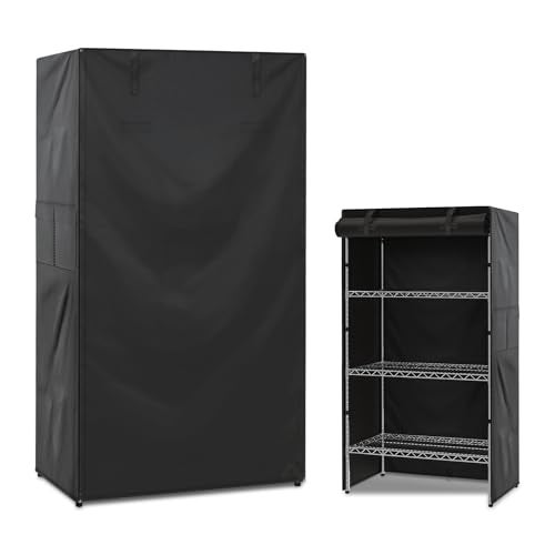 GNarbor Wire Rack Shelf Cover,Heavy Duty Waterproof Dustproof Standing Shelf Units Cover with Zipper for Outdoor Indoor Wire Shelving,36 * 14 * 72 inches,Black - Image 1