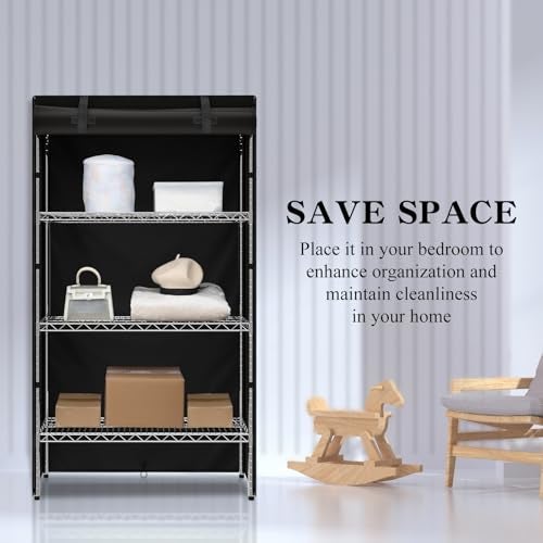 GNarbor Wire Rack Shelf Cover,Heavy Duty Waterproof Dustproof Standing Shelf Units Cover with Zipper for Outdoor Indoor Wire Shelving,36 * 14 * 72 inches,Black - Image 3