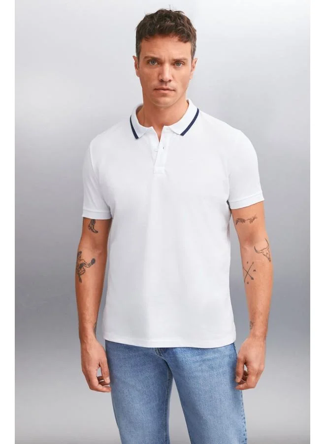 GRIMELANGE Grimelange Rhodes Men's White Polo Neck T-Shirt