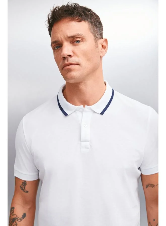 GRIMELANGE Grimelange Rhodes Men's White Polo Neck T-Shirt