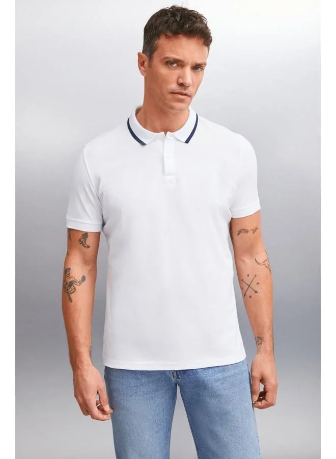 GRIMELANGE Grimelange Rhodes Men's White Polo Neck T-Shirt