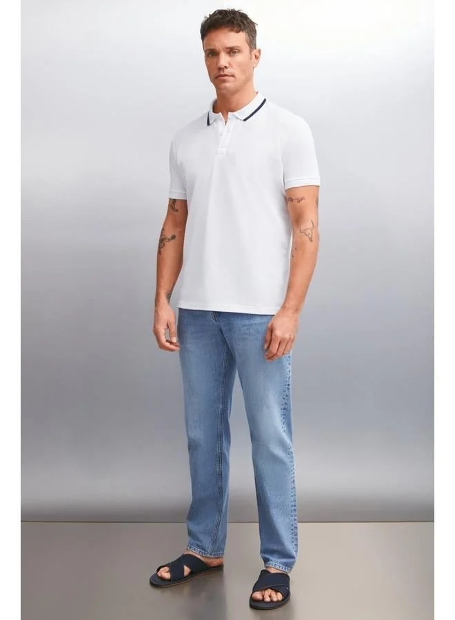 GRIMELANGE Grimelange Rhodes Men's White Polo Neck T-Shirt