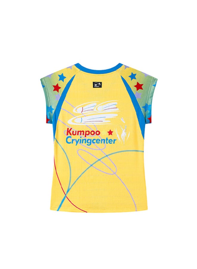 Kumpoo Kumpoo Badminton Shirt Xunfeng Women's Short Sleeve Crying Center Collaboration Sportswear Act251606 Star Yellow M - Image 4