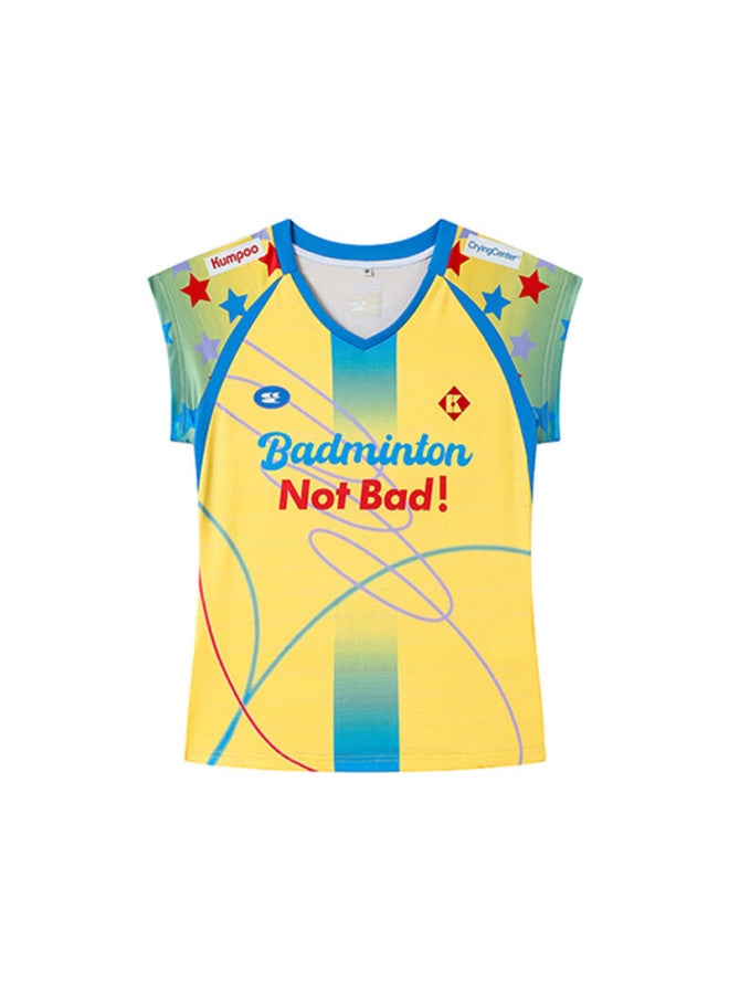 Kumpoo Kumpoo Badminton Shirt Xunfeng Women's Short Sleeve Crying Center Collaboration Sportswear Act251606 Star Yellow M - Image 3