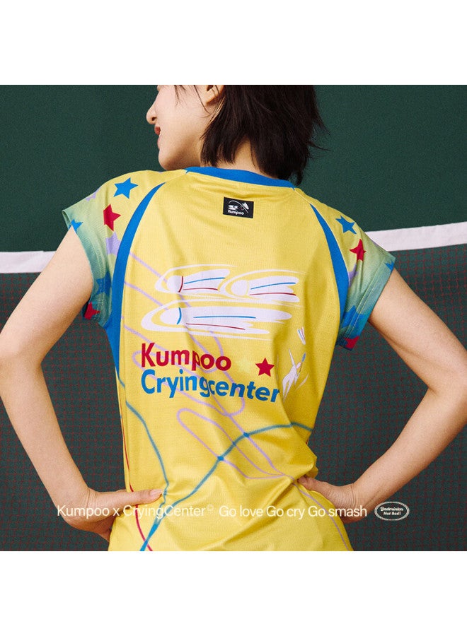Kumpoo Kumpoo Badminton Shirt Xunfeng Women's Short Sleeve Crying Center Collaboration Sportswear Act251606 Star Yellow M - Image 2