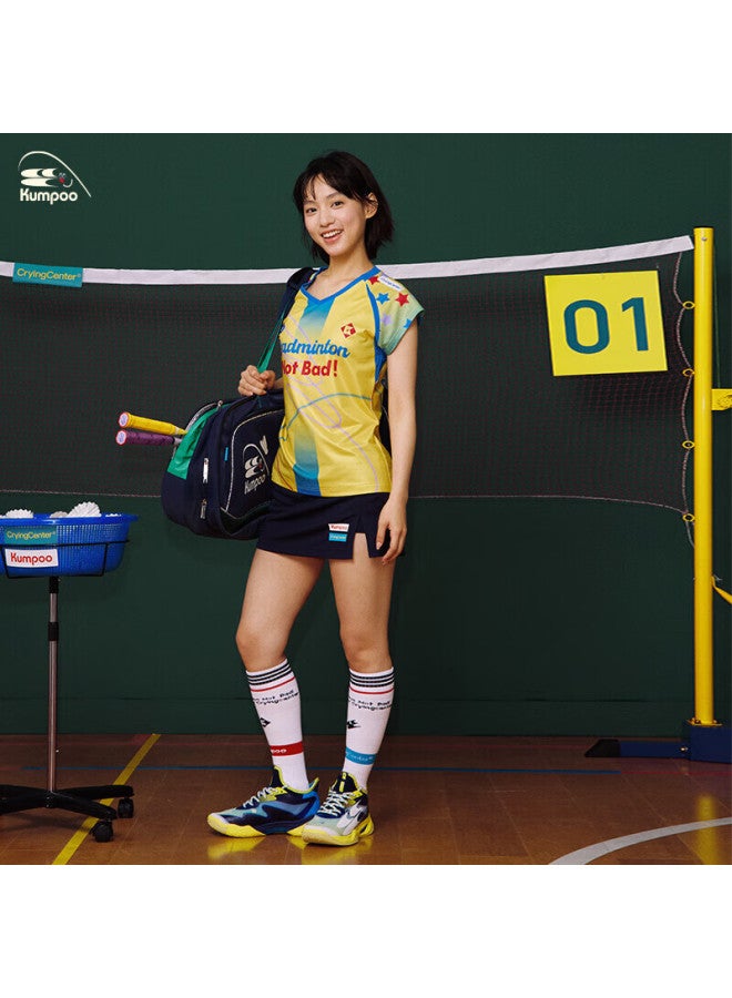 Kumpoo Kumpoo Badminton Shirt Xunfeng Women's Short Sleeve Crying Center Collaboration Sportswear Act251606 Star Yellow M - Image 1