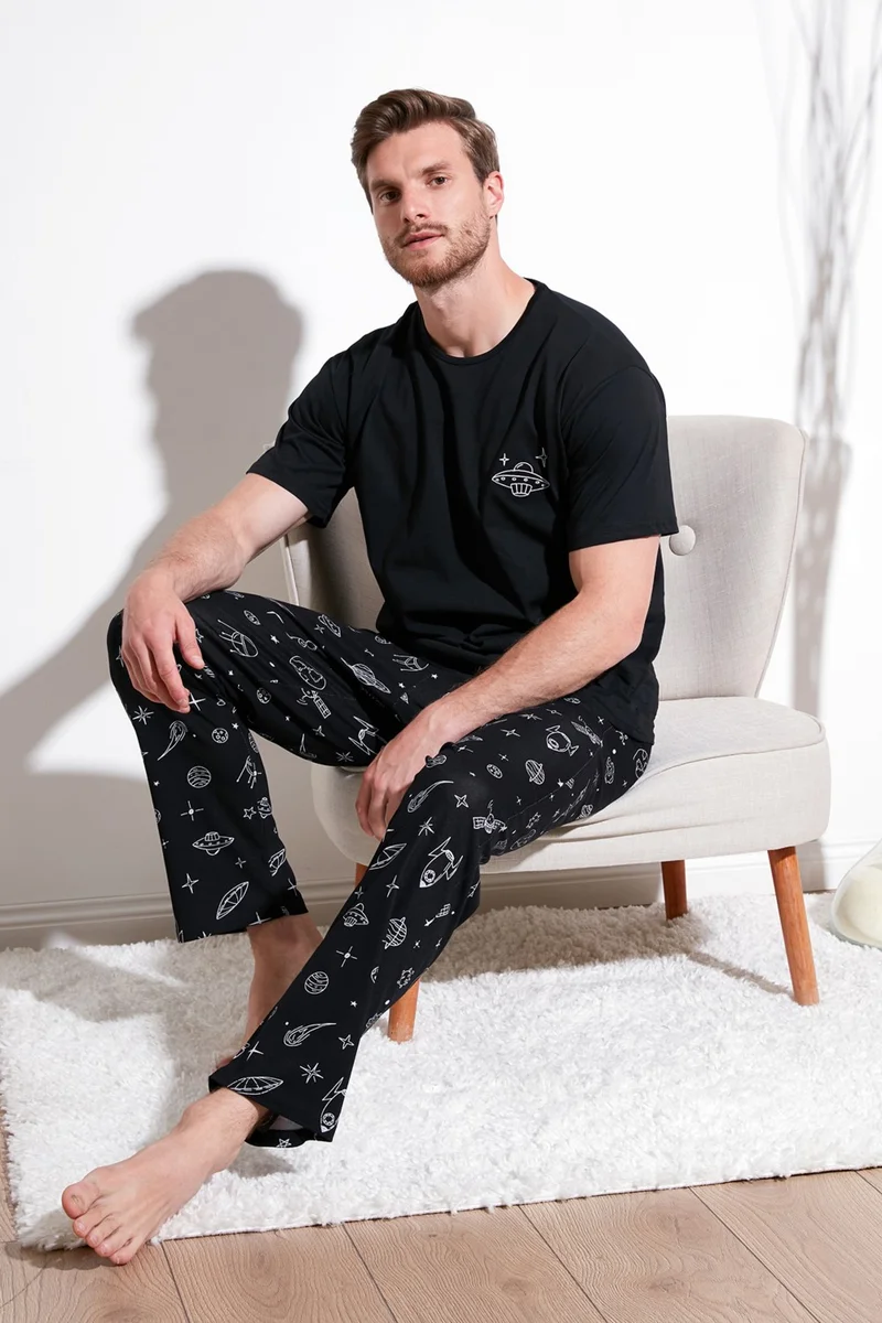 Buratti Cotton Regular Fit Short Sleeve Pajama Set Men's Pajama Set 6572011