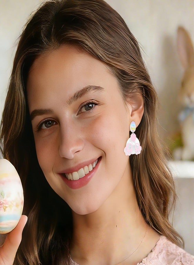 Nylry Cute Easter Bunny Earrings for Women Dangle Acrylic Rabbit Egg Earring Fun Bunny Jewelry Easter Accessories Gifts for Women-Rabbit - Image 2