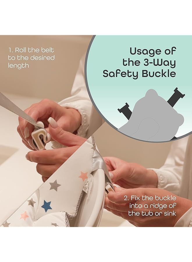 The Moon brand Antislip Baby Bath Pad Foldable Floating Infant Bath Support Cushion For Bathtub Bath Tub Seat Mat For New Born Bath Support Pillow 0 24 Months Star - Image 4