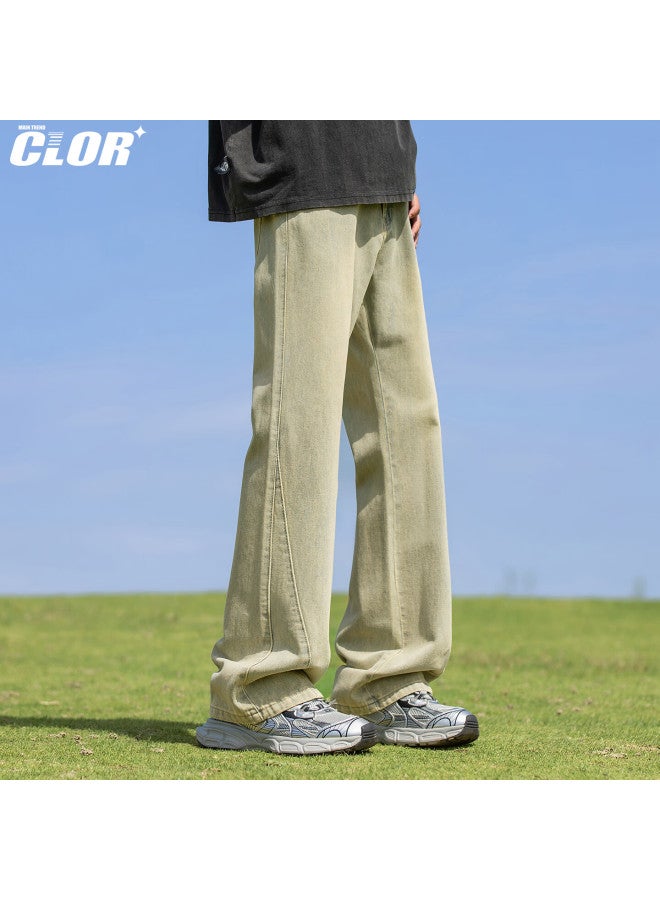 Clor American Trendy Brand Micro-flare High Street Jeans For Men, Spring And Summer Style, Loose-fitting Versatile Straight-leg Pants, Nz21 Mud Yellow, Size L - Image 3