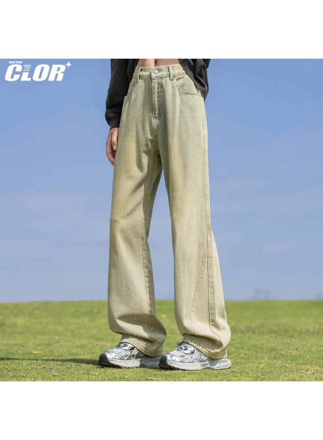 Clor American Trendy Brand Micro-flare High Street Jeans For Men, Spring And Summer Style, Loose-fitting Versatile Straight-leg Pants, Nz21 Mud Yellow, Size L - Image 4