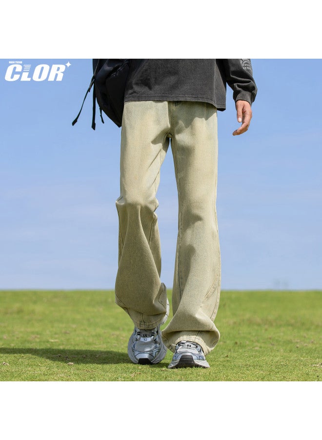 Clor American Trendy Brand Micro-flare High Street Jeans For Men, Spring And Summer Style, Loose-fitting Versatile Straight-leg Pants, Nz21 Mud Yellow, Size L - Image 2