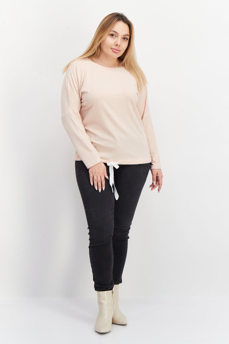 dagi بلوزة نسائية بأكمام طويلة وياقة دائرية، وردية - Image 3