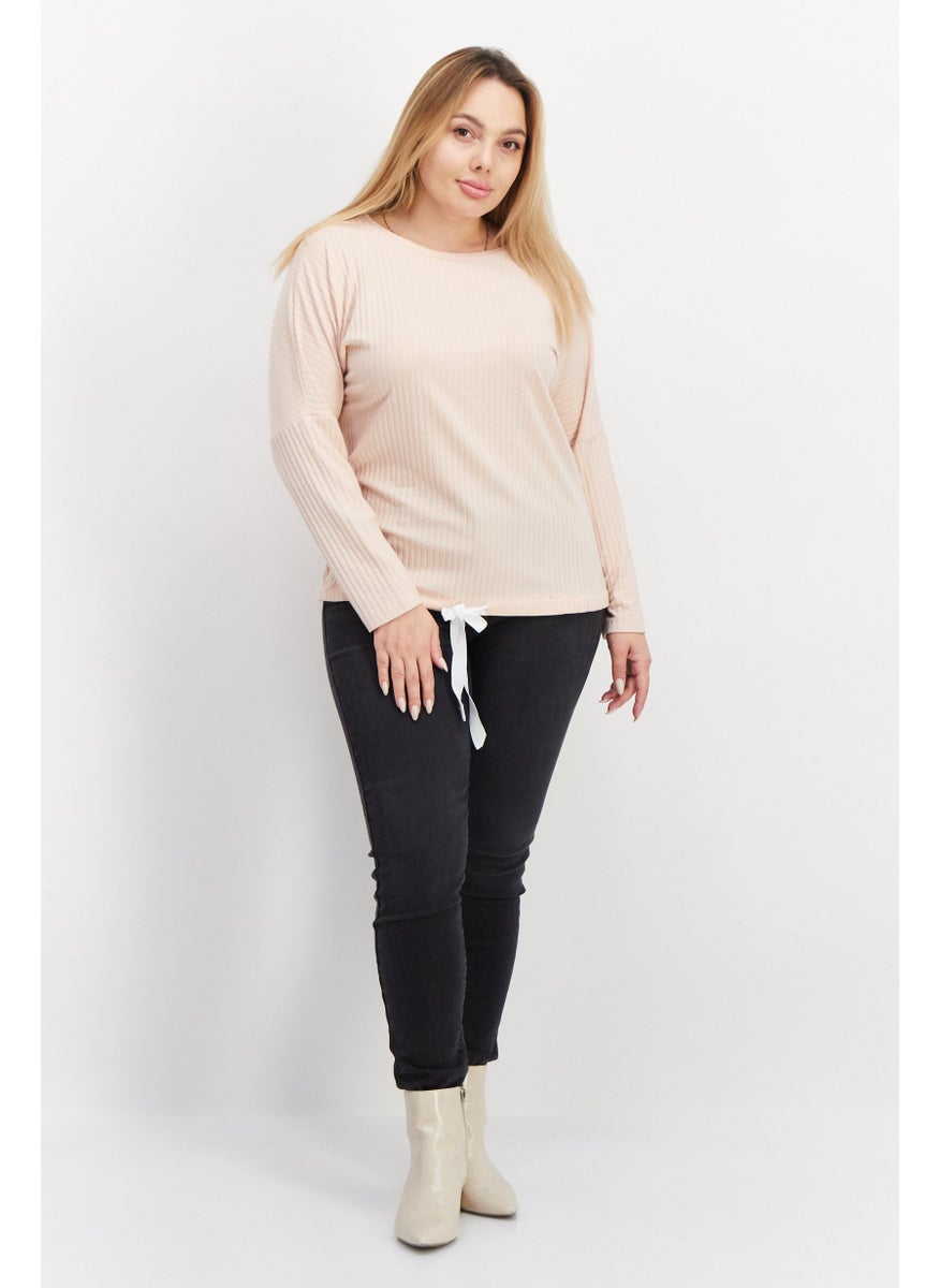 Women Round Neck Long Sleeve Ribbed Sweatshirt, Pink - pzsku/Z2DB796B596792632064CZ/45/_/1726109404/9571b124-5a7c-4268-bc8e-7a554f3fb641