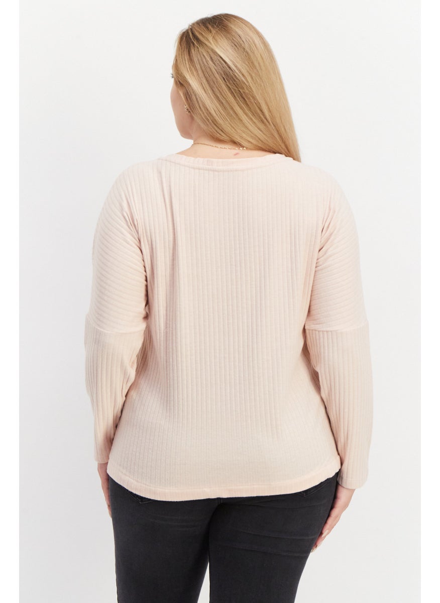 Women Round Neck Long Sleeve Ribbed Sweatshirt, Pink - pzsku/Z2DB796B596792632064CZ/45/_/1726109406/db84fdfa-a590-4efc-b3fb-f404464bfd80