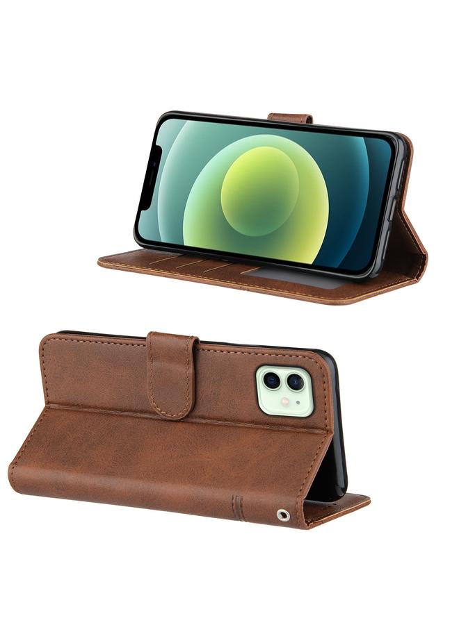 اس-توب جراب لهاتف iPhone 12 mini مصنوع من جلد العجل مع مشبك قابل للطي أفقيًا مع حامل وفتحات للبطاقات ومحفظة وحبل - Image 5