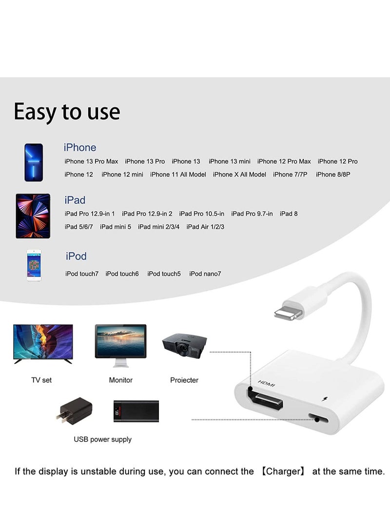HDMI Adapter for iPhone to TV,iPad to HDMI,1080P HD Digital AV Adapter(No Need Power) Video & Audio Sync Screen Connector Compatibility with iPhone 14/13/12/11/X/8/iPad/to HDTV,Projector, Monitor. - Image 3