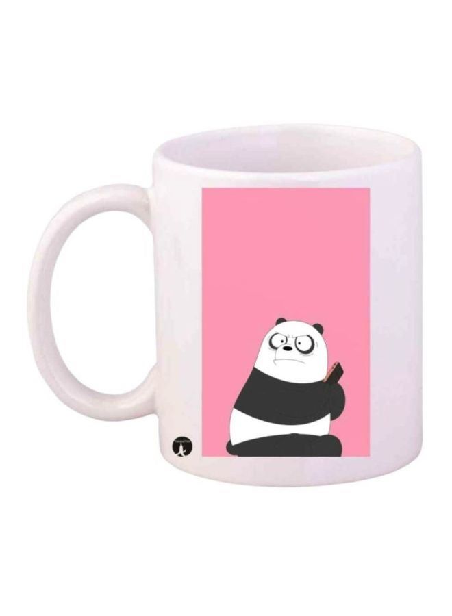 RKN Panda Printed Coffee Mug White/Black/Pink - Image 1
