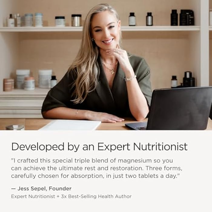 JSHealth Magnesium Supplement for Sleep. 400mg Triple-Form Glycinate, Citrate, Amino Acid Chelate. By Nutritionist Jessica Sepel (60 Tablets) - Image 5